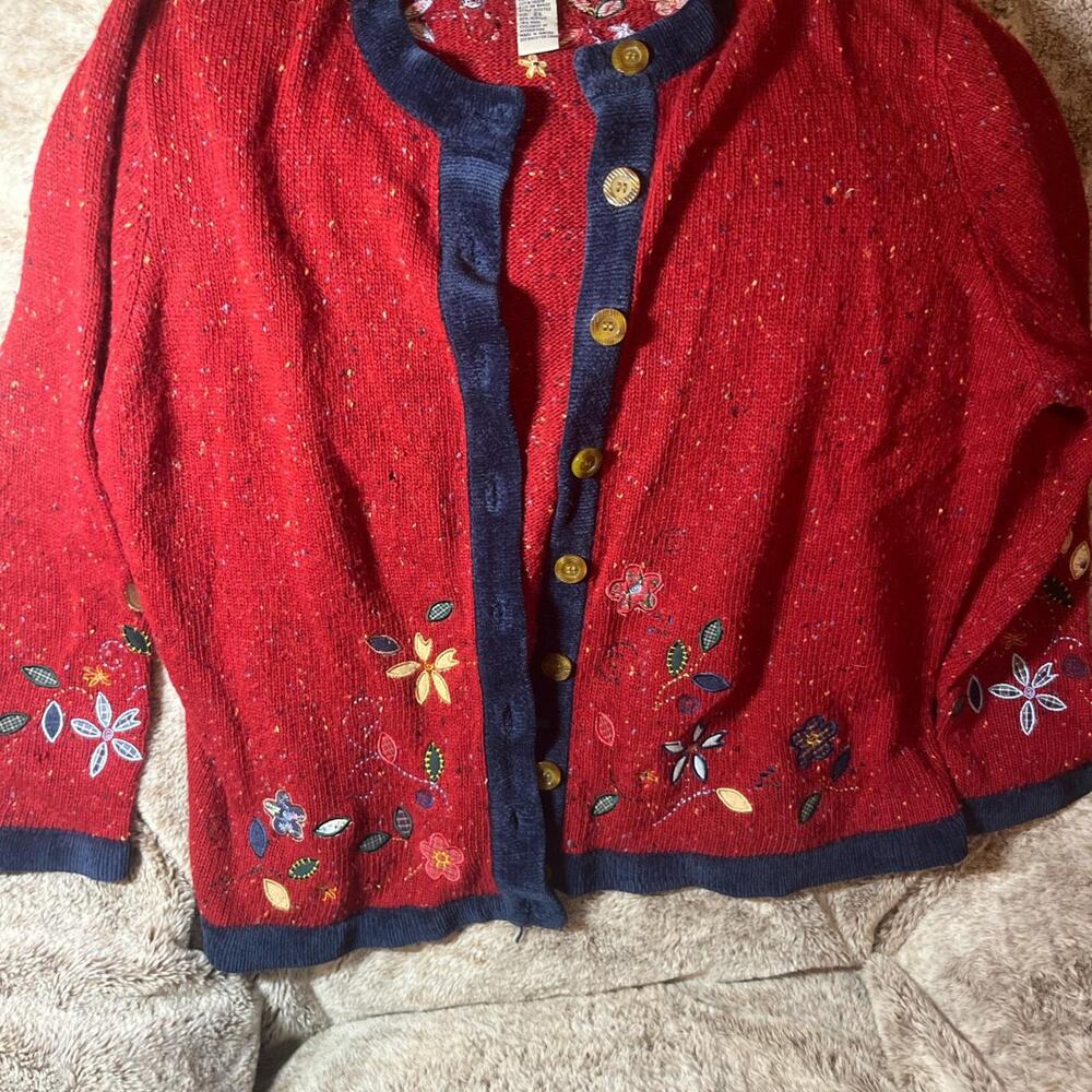 Koret Vintage Plus Size Wool Blend Embroidery Cardigan - Picture 1 of 3